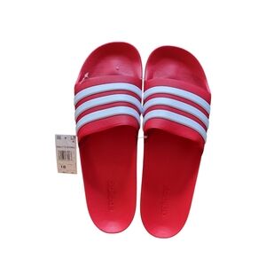 Adidas Adilette Shower Slides Red White Men's Size 18 NWT